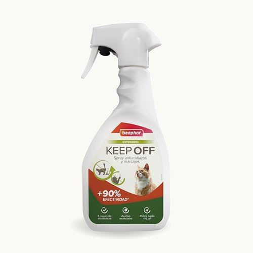 Beaphar Keep Off Spray Exteriores para Gatos – Antiarañazos y marcajes - Educador y Repelente - hasta 3 Meses de Protección – con Aceites Esenciales – para Jardín y Terraza - 500ml