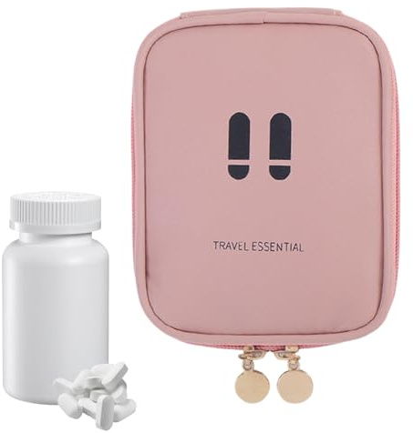 Duroecsain Sac de Toilette pour Voyage - Sac de Rangement Portable pour Articles d'hygiène - Sac de Rangement léger avec Plusieurs Compartiments, Accessoires de Voyage Peu encombrants, Rose, Consulte