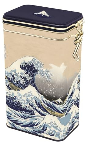 Fridolin 19395 – Barattolo per caffè in metallo con chiusura a leva, volume circa 1,4 litri – Hokusai: Great Wave
