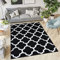 TAPISO Luxury Teppich Kurzflor Schwarz Weiß Wohnzimmer Schlafzimmer Modern Marokkanisch Geometrisch Gitter Rauten Kleeblatt Design ÖKOTEX 80 x 150 cm
