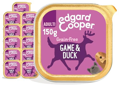 Edgard Cooper Grain-Free Wet Dog Food for Adults Dogs, GameDuck 11 x 150g, Natural Dogs Food in Cup with Fresh Meat Amino Acids, Gluten-Free, High Protein