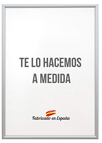 Marco a Medida para Fotos, póster, Puzzles, láminas, Diplomas y orlas. Cuadro Modelo 412-16 en Aluminio Plata Mate, con Cristal metacrilato 1.5 mm y Trasera Antihumedad. 23x43 cm