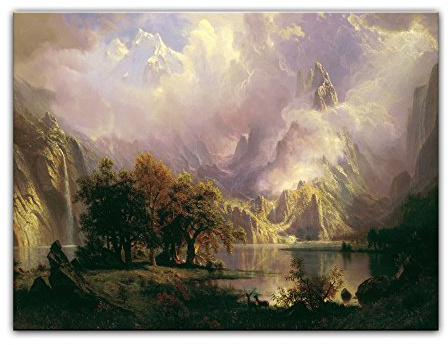 Bilderdepot24 Kunstdruck Poster - Albert Bierstadt Rocky Mountain Landscape 80x60 cm ca. A1 - Alte Meister Bild ohne Rahmen
