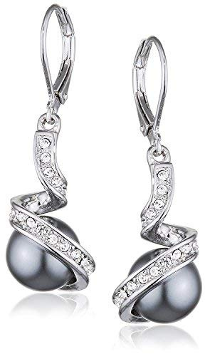 Vissen Orecchini Pendenti con Perle in Zirconio Dormeuses per Donna e Ragazza, Gioielli Eleganti, Idea Regalo, 8 cm, Zirconia cubica, Senza Gemme