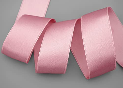 finemark 25 m x 40 mm Satinband ROSA Altrosa (021) doppelseitiges Schleifenband aus Satin ohne Draht weich und glänzend Geschenkband Deko Band Double face Dekoband Dekorieren Basteln