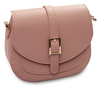 FANDARE Damen Umhängetasche Schultertasche Leder Crossbody Bag Damentasche Schulterriemen Frauen Abendtasche Citytasche Rosa