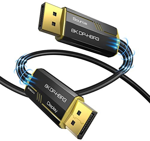 DGHUMEN 8K 4K DisplayPort glasfiberkabel 30 meter, displayport kabel 1,4 8K@60Hz 4K@144Hz, hög hastighet 32,4 Gbit/s DP-till-DP-kabel