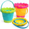 Strand Sand Eimer Spielzeug für Kinder (3-Pack), zusammenklappbare Sandbox Pail, Multi Use Tool für Garten, Pflanzen, Camping Ausrüstung, Angeln, Auto waschen, Urlaub Reise Geschenke für Erwachsene