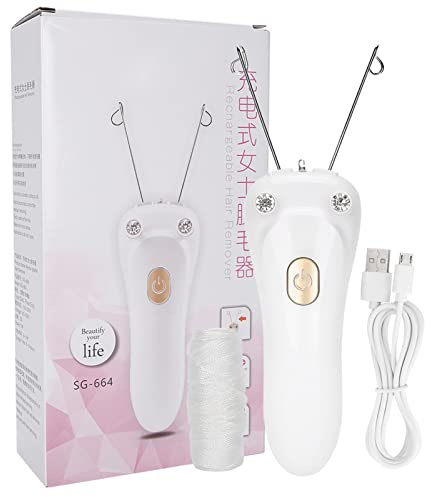 Lwuey Epilatore Per Rimozione Viso a Filo, Elettrico Delle Donne Ricaricabile Automaticamente Senza Fili Cotone Signore Rasoio per Femminile Facciale Gambe Braccia Massaggiatore Bellezza Braccio