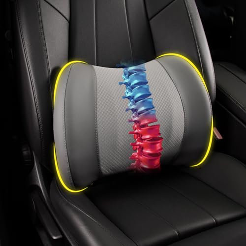 Lofty Aim Cojín lumbar de espuma viscoelástica para aliviar el dolor lumbar de la espalda baja del coche, cojín lumbar para conducir, soporte lumbar para coche, silla de oficina, silla de ruedas, gris
