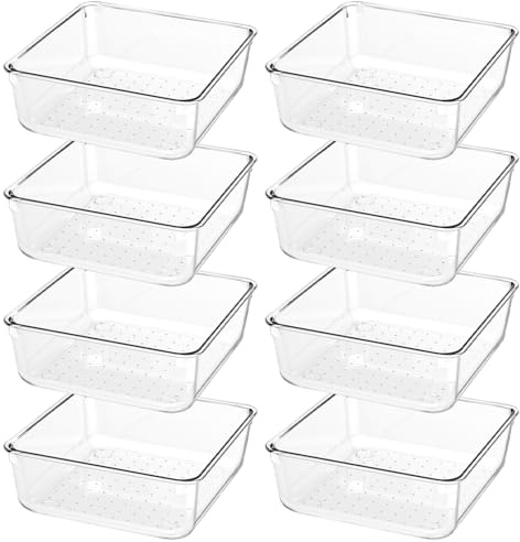 8 Stücke Klar Schubladen Organizer, Orgenizerboxen Schminktisch Sortierbox Schubladen Ordnungssystem, Make Up Badezimmer Drawer Organizer, für Küchen, Kosmetik, Schreibtisch, Büro, Bad Schublade