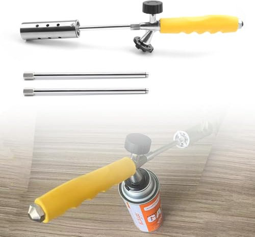 Gaskartuschen Unkrautbrenner, LERANXIN Verstellbare Länge Flammenwerfer, Winddichtes Design Gasbrenner Unkraut aus Edelstahl für Gasflasche Unkrautjäten, Schneeschmelze, Grillen und Lagerfeuer