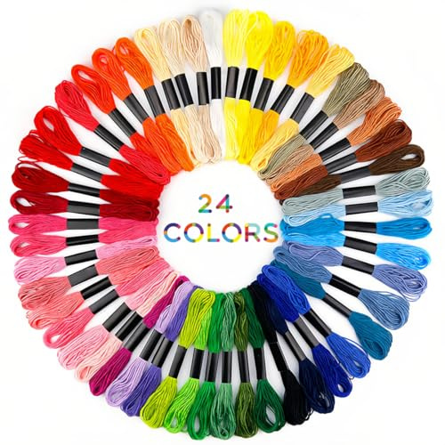 ZKGYUS 24 Colori filo da ricamo,embroidery thread,fili per braccialetti,filo per uncinetto,fili cotone per braccialetti,attrezzi a punto croce per adulti,bambini e principianti