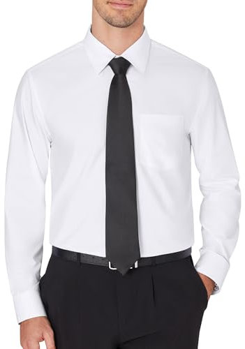 J.VER Hemd Herren Regular Fit Knitterarm Langarm Hemden Business Freizeithemd Männer Mordern Outdoor Einfarbig Hemd mit Brusttasche,Weiß,XL