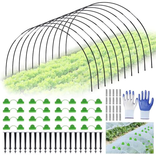 Fouvin Túnel de láminas para plantas, 30 unidades, túneles para bancal alto, para manualidades, flexibles, arcos elevados, estables y duraderos