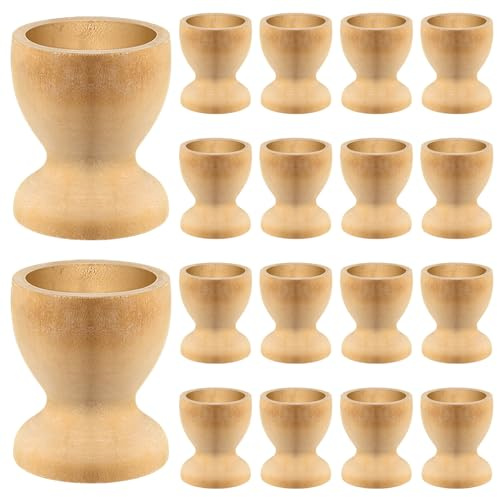Ipetboom Portauova in Legno 25 Pezzi Portauova Fai da Te per Supporto per Uova a Forma di Tazza Materiale Robusto e Stabile per Pittura e Decorazioni Pasquali per attività Creative e