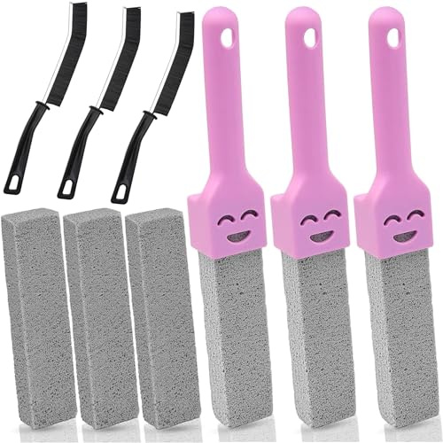 YOYEAH Set 6 Pietre Pomice per WC, 3 con Manico + 3 Spazzole, Rimuovi Calcare e Macchie da Toilette, Lavandino, Bagno, Pulizia Igienica Professionale