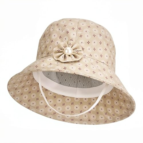 Zilaro Bucket Hat Women, Wide Brim Fashion Floral Print Sun Hat with UV Protection, Foldable Women's Bucket Hats, Ladies Sunhat Summer Funny Boonie Hats for Fishing, Beach, Hiking, Camping, Festival