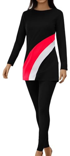 Generisch Burkini - Bañador musulmán para mujer, 3 piezas, manga larga, islámico, cuerpo completo, gorro modesto, juego de 3 piezas, A11, rojo, M