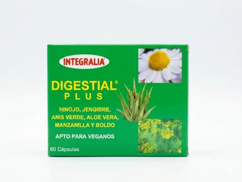 Integralia Digestial Plus | Complemento Alimenticio a Base de Plantas Naturales con Hinojo, Jengibre, Anís Verde, Aloe Vera, Manzanilla y Boldo | 60 Cápsulas | Apto para Veganos