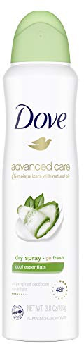 Dove Advanced Care Dry Spray Antiperspirant Deodorant for Women, Cool Essentials, for 48 Hour Protection And Soft And Comfortable Underarms, 3.8 oz