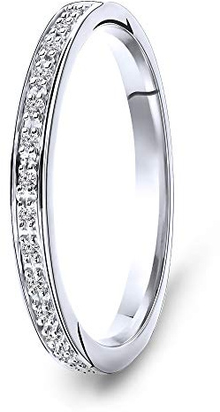 MIORE anillo de eternidad para mujer en oro blanco de 9 kt 375 con diamantes de 0,05 quilates