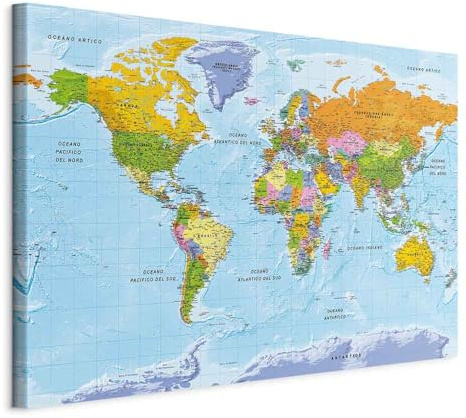 murando - Quadro Terra 120x80 cm 1 Pezzo - Stampa su Tela Canvas con Struttura - Quadri Moderni Soggiorno Grandi - Murale Arte Decorazioni da Parete Immagini Decori - Mappamondo Italiano k-A-0458-b-a