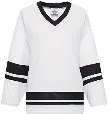 EALER H400 Series Blank Ice Hockey Practice Jersey League Jersey for Men and Boys - Senior and Junior - Adult and Youth White/Black