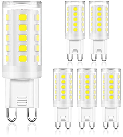 winshine G9 LED Light Bulb Bi Pin Base, 6000K Daylight G9 Base Bulbs for Chandeliers, 4W (40W Halogen Equivalent), 360° Beam Angle, 400LM, Non-dimmable for Home Lighting, 6 Pack