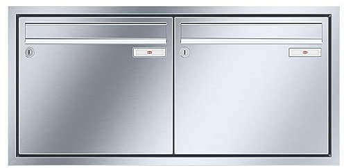 RENZ/Eckrahmen / 2er Unterputz-Briefkastenanlage Einbau-Briefkasten / V4A-Edelstahl/Volumen 17 L/Dein-Briefkasten.de