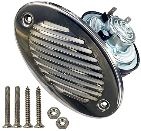 5190512 Boat Horns 316 Stainless Steel 12V 125DB Waterproof Marine Horn Sound Bright With Two Types of 316 Stainless Steel Mounting Screws