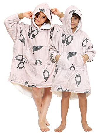 GC GAVENO CAVAILIA Hooded Snuggle, Oversized, Wearable Blanket Sweatshirt, Hoodie Jumper, Kids-Otter, Natural, One Size