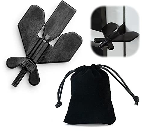 1 dörrstopp och 1 svart förvaringsväska, reselås i rostfritt stål, stöldskydd, ingen borrning krävs, säkerhetspartielås, lämpligt för hotell, dörrlås (svart)