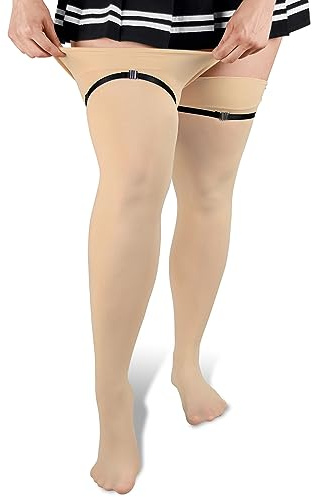 LittleForBig Taille Plus Cuisse haute Cosplay Bas de Soie Au-dessus du Genou Nude