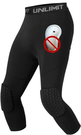 for 4-16 yrs, Youth Compression Pants with Knee Pads and Protective Cup, 3/4 Capri for Boys in Baseball Soccer Football…(S, Leggings Only)