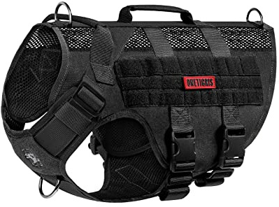 OneTigris No Pull Tactical Dog Harness for Medium Dog, Mesh Design Breathable Military Dog Molle Vests with Handles, Service Dog Vest Harness for Walking Hiking Training