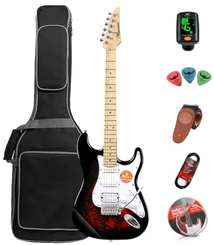 Guitarra eléctrica para adultos, principiantes, guitarra, rock, guitarra, profesional, para hombres y mujeres (llama)