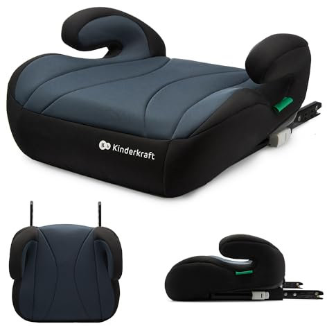 Kinderkraft I-BOOST Silla de coche, Silla de Bebe, Asiento de coche, I-Size, 135-150cm, asiento elevador de 9 a 12 años, fácil de montar, postura ergonómica, espuma adicional, Negro