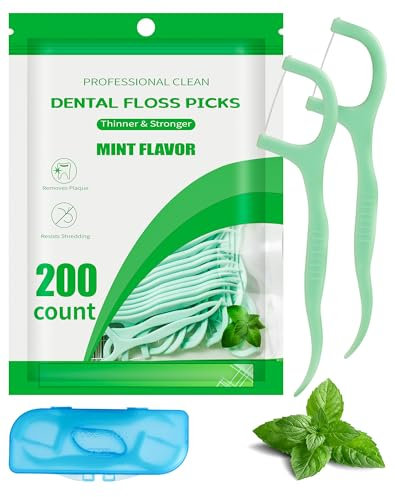 200 Stück Zahnseide Stick Minze Dental Floss Mint Zahnreinigung Sticks Zahnseide Zahnstocher mit Geschmack Zahnpflege Dental Zahnsticks mit Tragetui - LAOYE