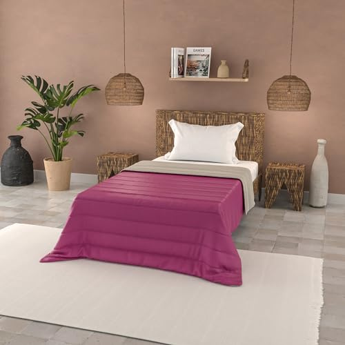 Couette d'été en Microfibre Couleur Unie, Basic, Fuchsia/Gris Clair, 200x240cm
