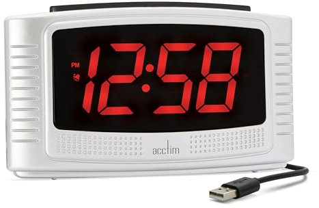 Acctim Vina Large Red LCD Display Digital Mains Alarm Clock