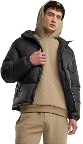 Urban Classics Men's Tb7257-basic Puffer Jacket with Hood Winter, Black, M