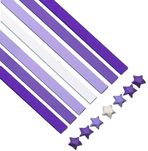 Lonwiner - Lote de 1350 tiras de papel en forma de estrella, 7 enteros de constelaciones impresas,Tiras de papel origami,Tiras de papel de la suerte (Purple, 1350pcs)