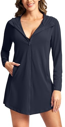 SANTINY Cubierta de natación para mujer, con protección solar UPF50+, chaqueta larga UV SPF ligera, cubierta de playa para mujer