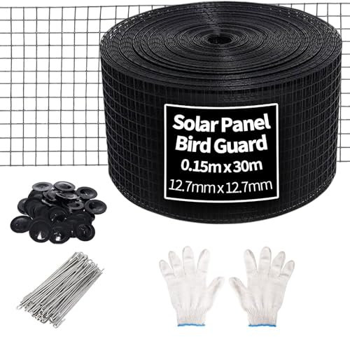 6in x 100ft Solar Panel Bird Mesh Kit – Heavy Duty Galvanised PVC Coated Wire Netting, Anti-Pigeon Barrier & Roof Protection, Easy to Install, Durable Bird Guard for Solar Panels