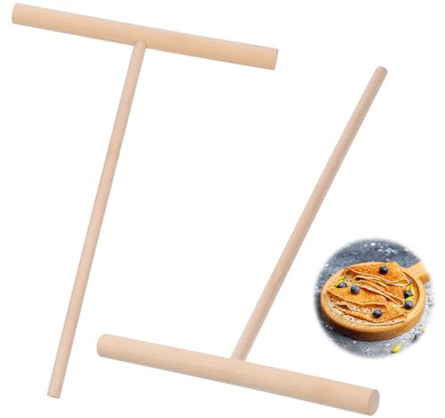 cobee Lot de 2 spatules en bois pour crêpes et crêpes en forme de T pour tortillas plats, roti, galettes - Outil de pâtisserie