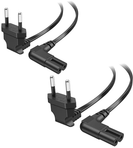 Cable Matters Confezione da 2 cavi di alimentazione angolati a 2,2 m, Nero
