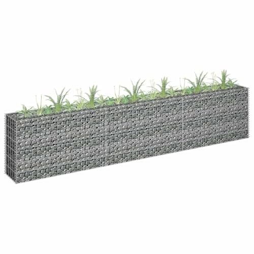 YUTAASU Gabbione da Giardino in Acciaio Zincato Argento 270x30x60 cm, Fioriera Rialzata per Piante con Griglia a Rete, Struttura Stabile per Bordure Fiorite, Facile
