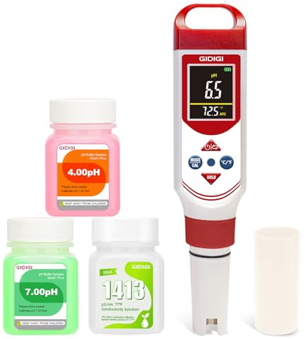 Misuratore di pH e ppm per acqua, GIDIGI tester EC 4 in 1 per idroponica