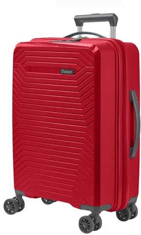 SISET Air Nova Maleta de Cabina Expandible (55x40x23/26cm) Fabricada en Polipropileno, 4 Ruedas Dobles Silenciosas, Cerradura con Combinación TSA, (Pequeña), (52L), (2.7kg), (Roja).